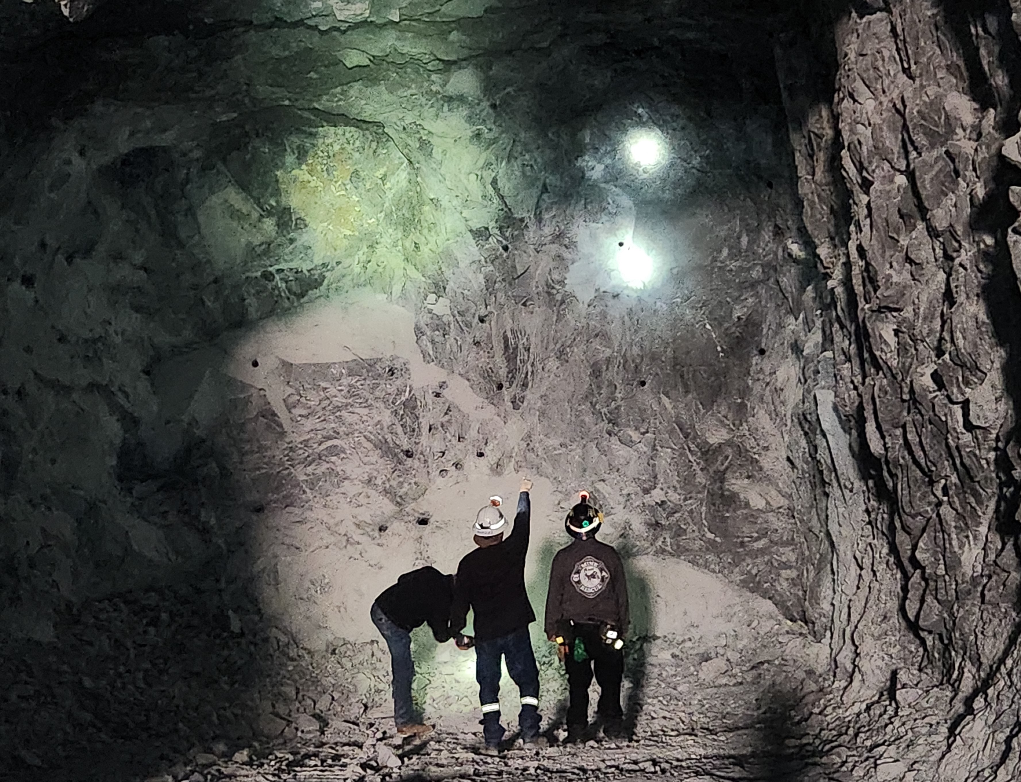 Mine rescue workers inspecing part of the White Marble Mine